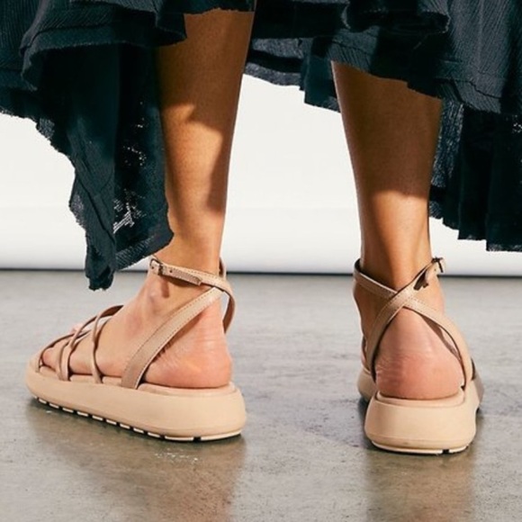 NWB Free People Vivienne Leather Strappy Platform Sandal Coral Sand Size 38 - Picture 3 of 10